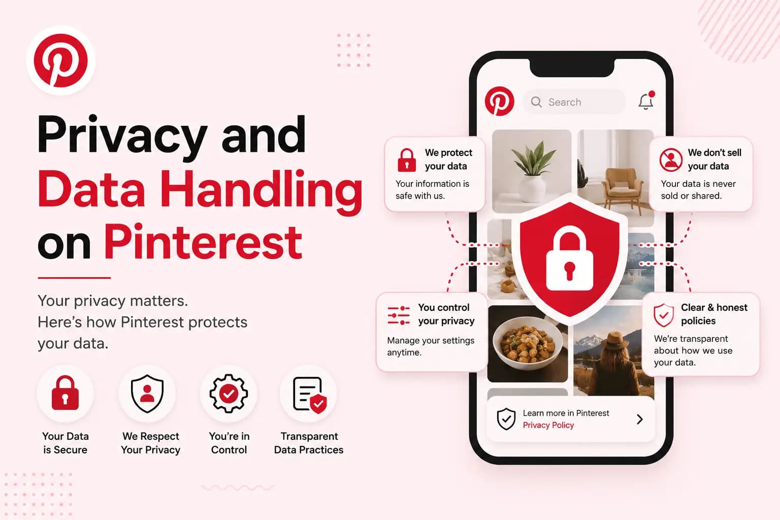 Phone screen and lock icon graphic illustrating data privacy and protection