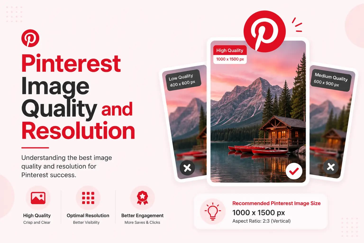 Pinterest Image Quality and Resolution Comparison of low, medium, and high quality Pinterest image downloads at different resolutions